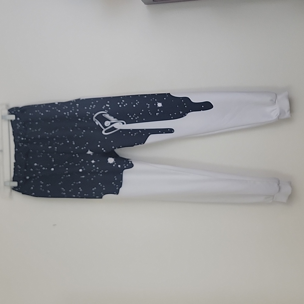 Pizoff Black & White Paint Graphic High Rise Sweat Pants 25 X 27 M